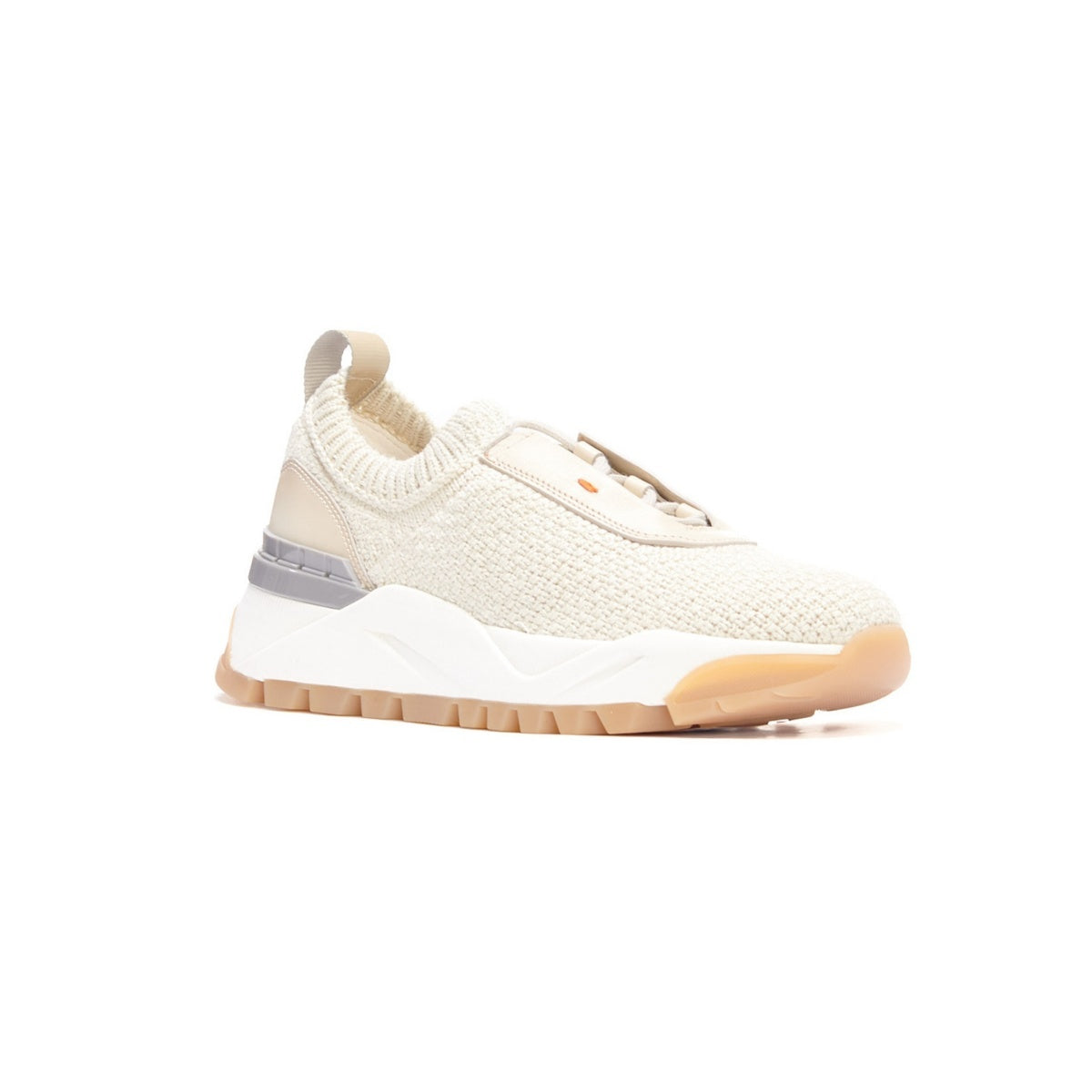 Women beige breaded sneakers rubber sole