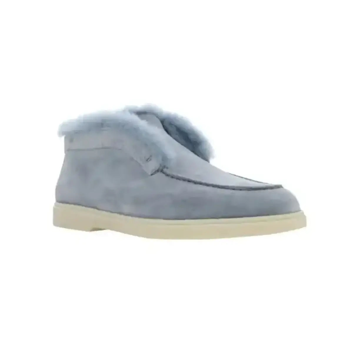 light blue shearling suede desert boots