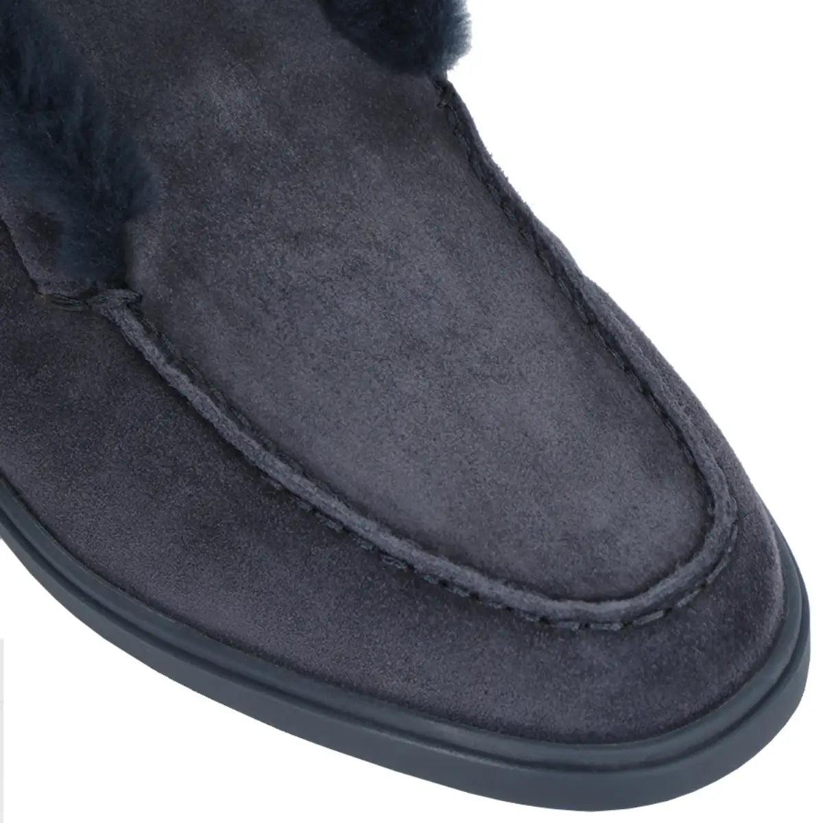 Blue shearling suede desert boots