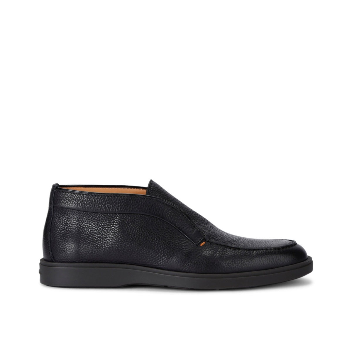 Black grained leather desert boots