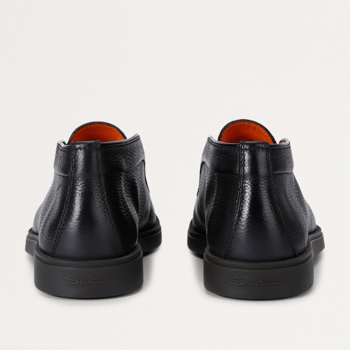 Black grained leather desert boots