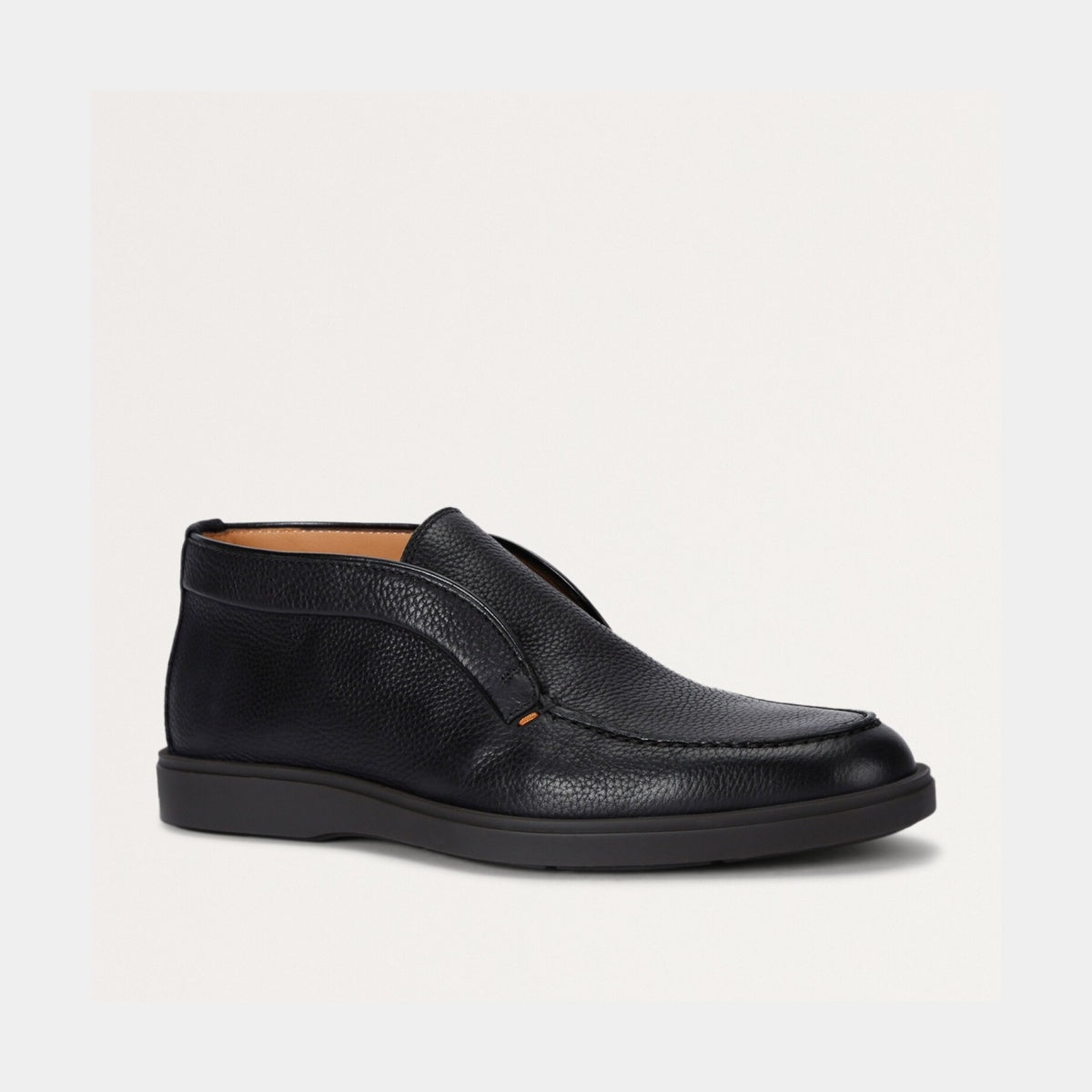 Black grained leather desert boots