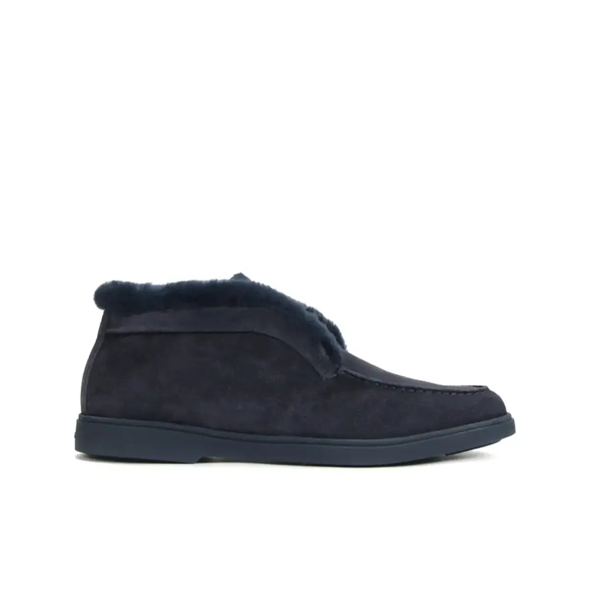 Blue shearling suede desert boots