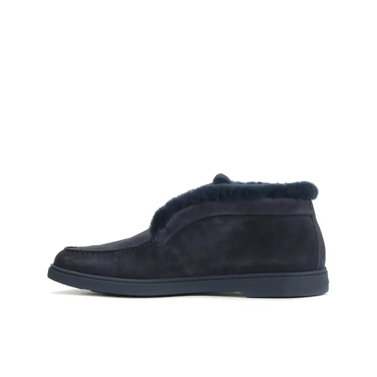 Blue shearling suede desert boots