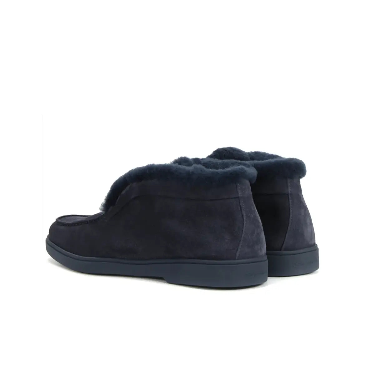 Blue shearling suede desert boots