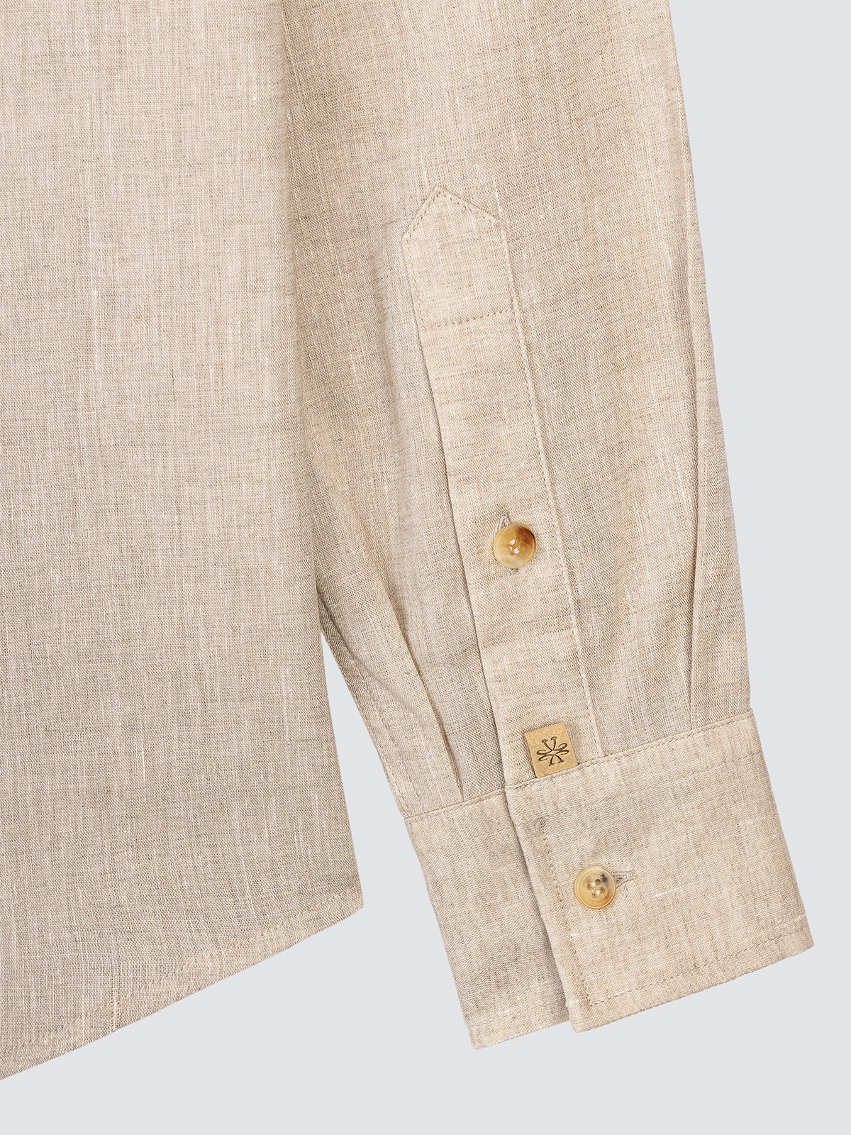 Chemise Western Coupe Regular en Lin Beige Sable
