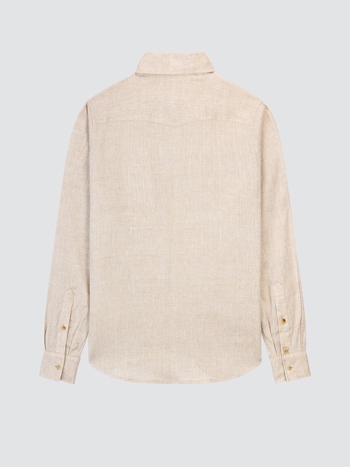 Chemise Western Coupe Regular en Lin Beige Sable