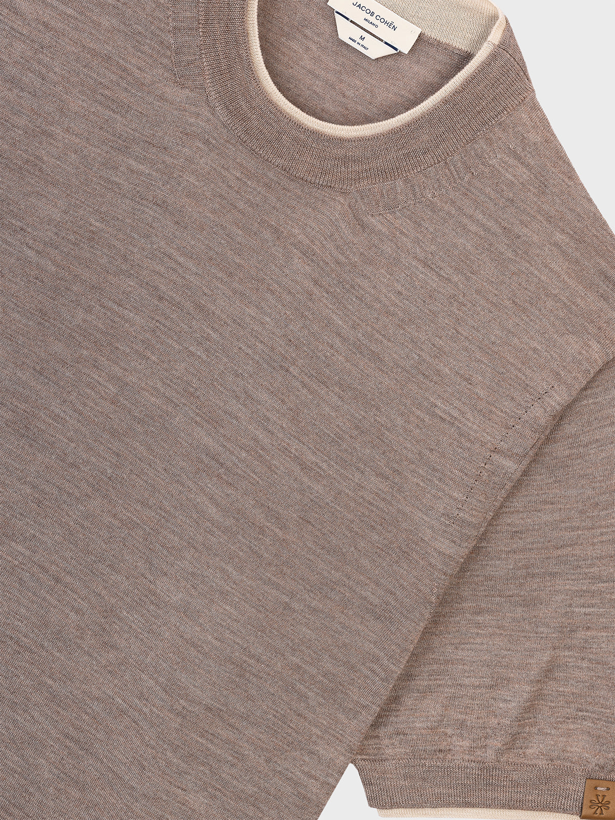 Sweater in Light Brown Wool and Silk