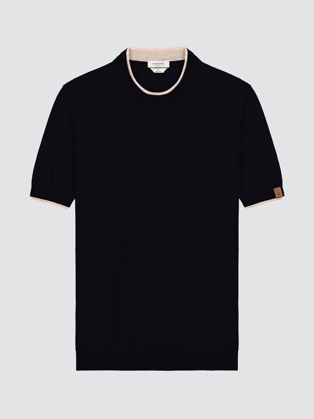 Navy blue jumper t-shirt Jacob Cohen  with beige trim on a light gray background