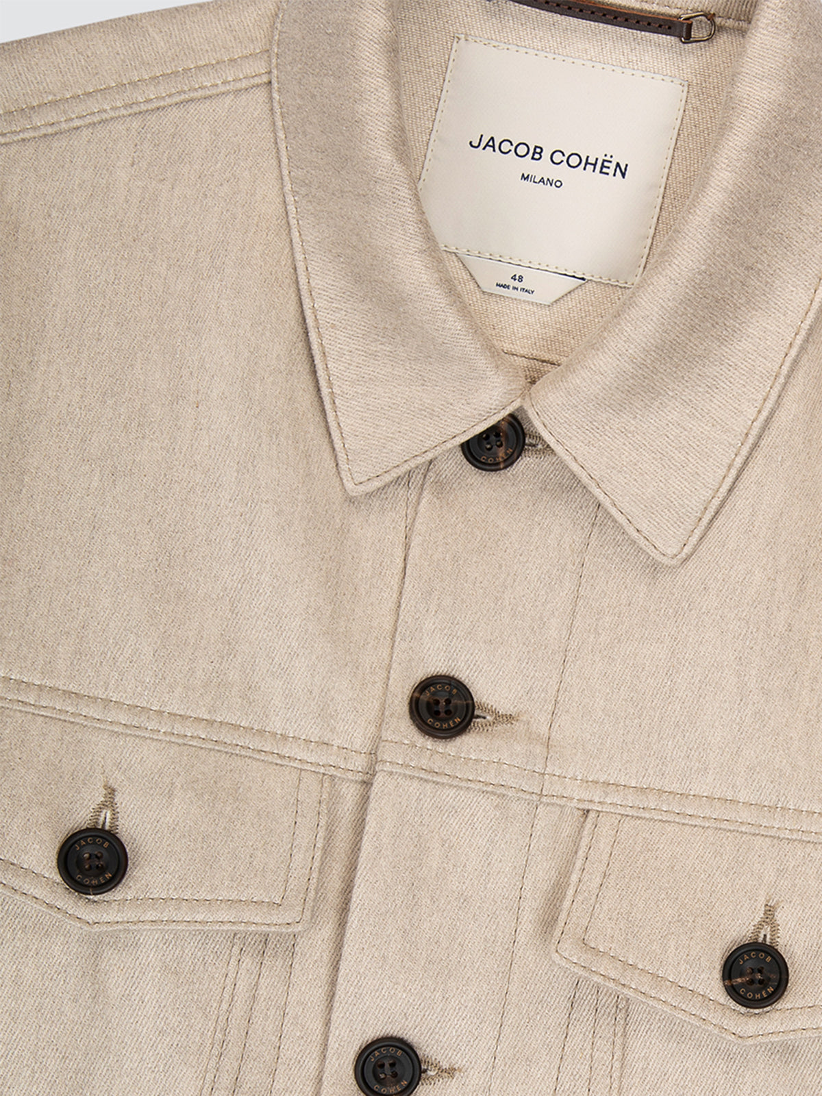 Chaqueta de Sarga de Algodón y Lino Beige Natural Loro Piana