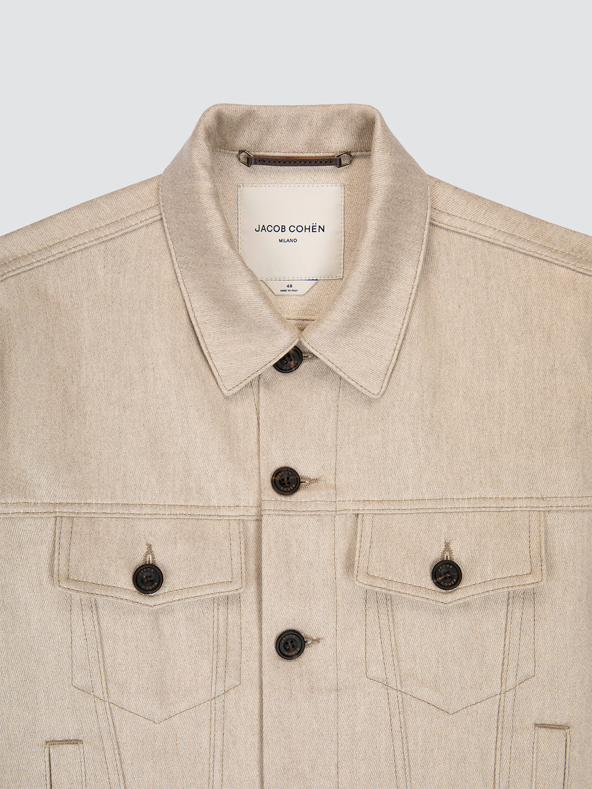 Chaqueta de Sarga de Algodón y Lino Beige Natural Loro Piana