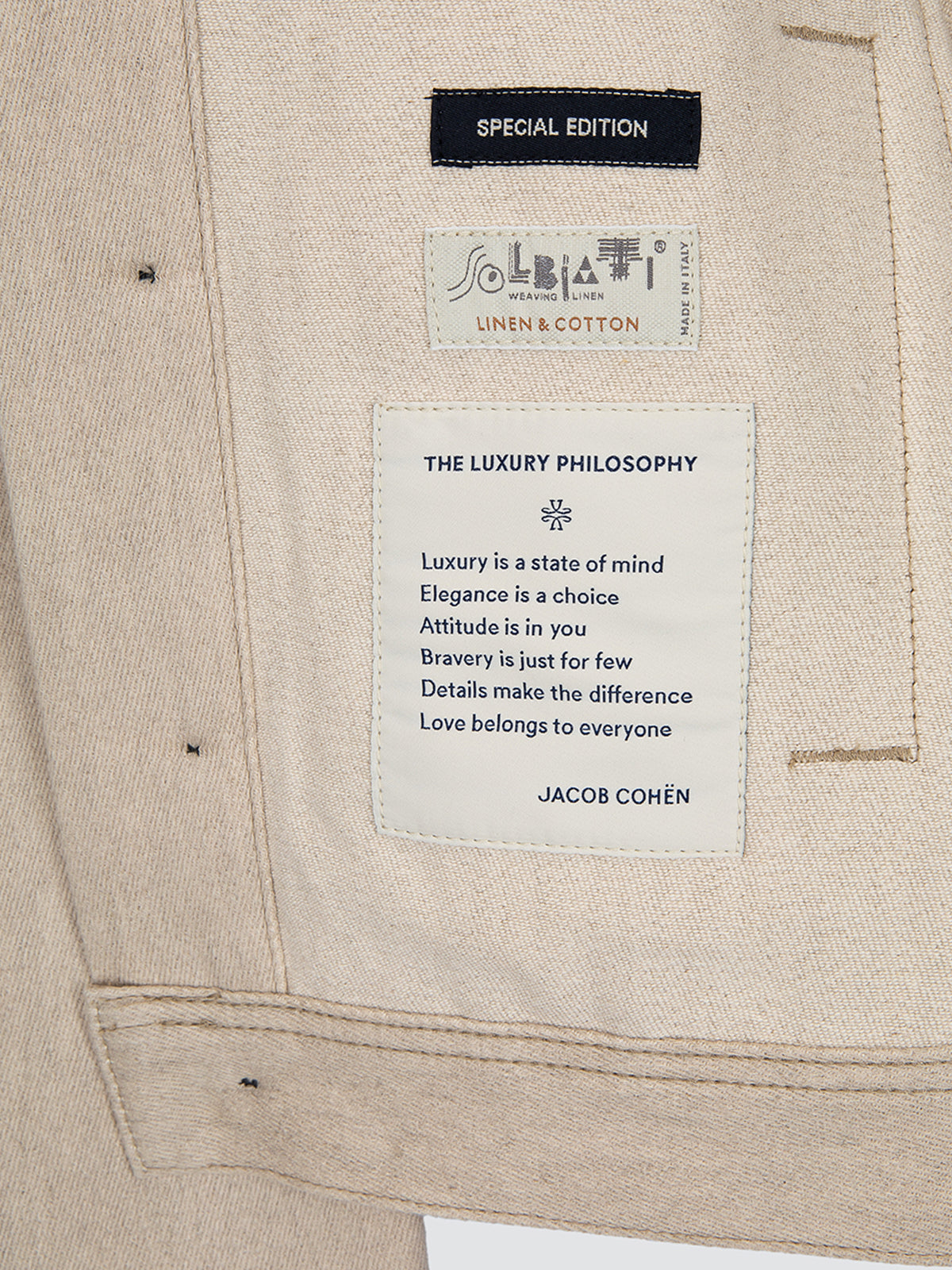 Chaqueta de Sarga de Algodón y Lino Beige Natural Loro Piana