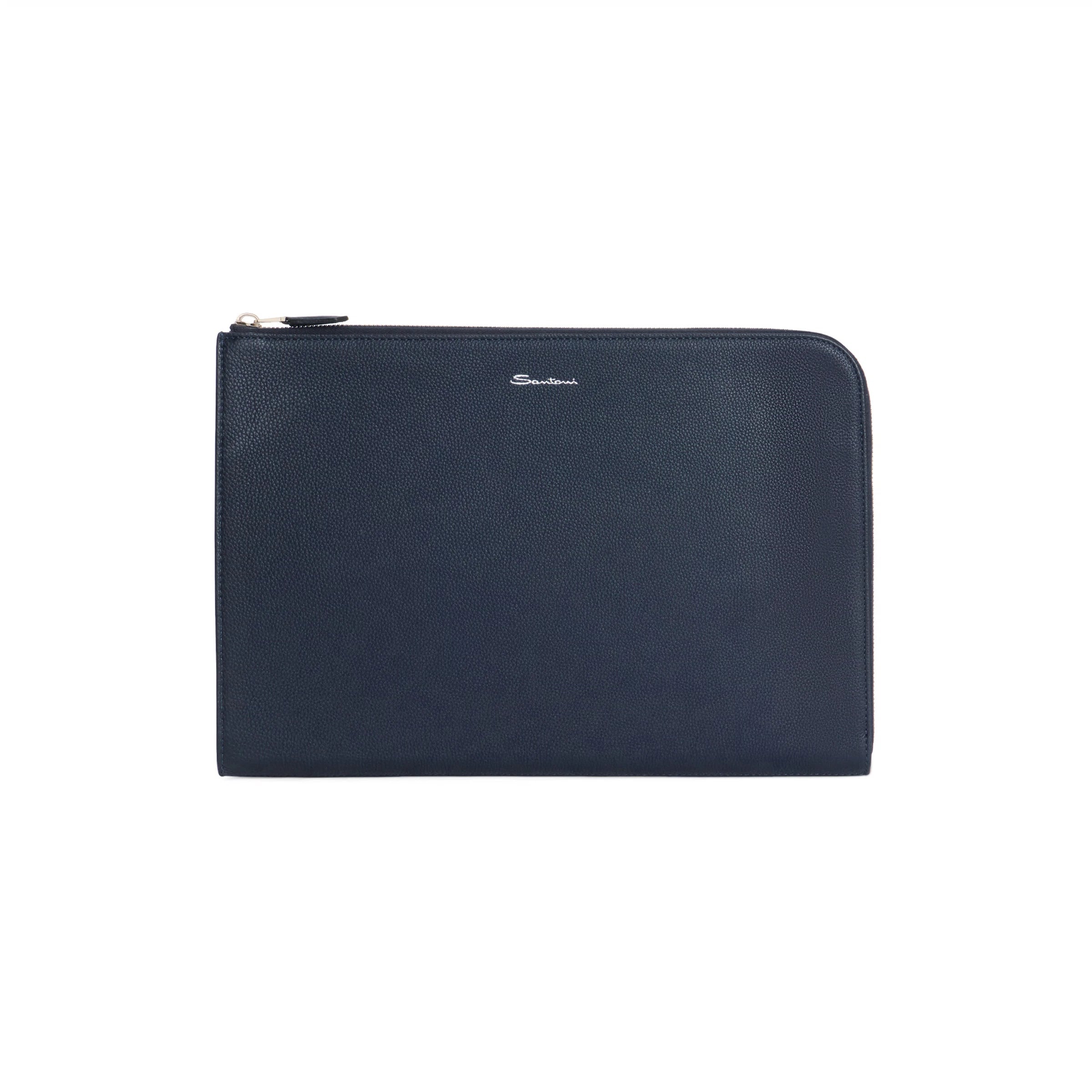 Documentenhouder blauw gekreukt leer