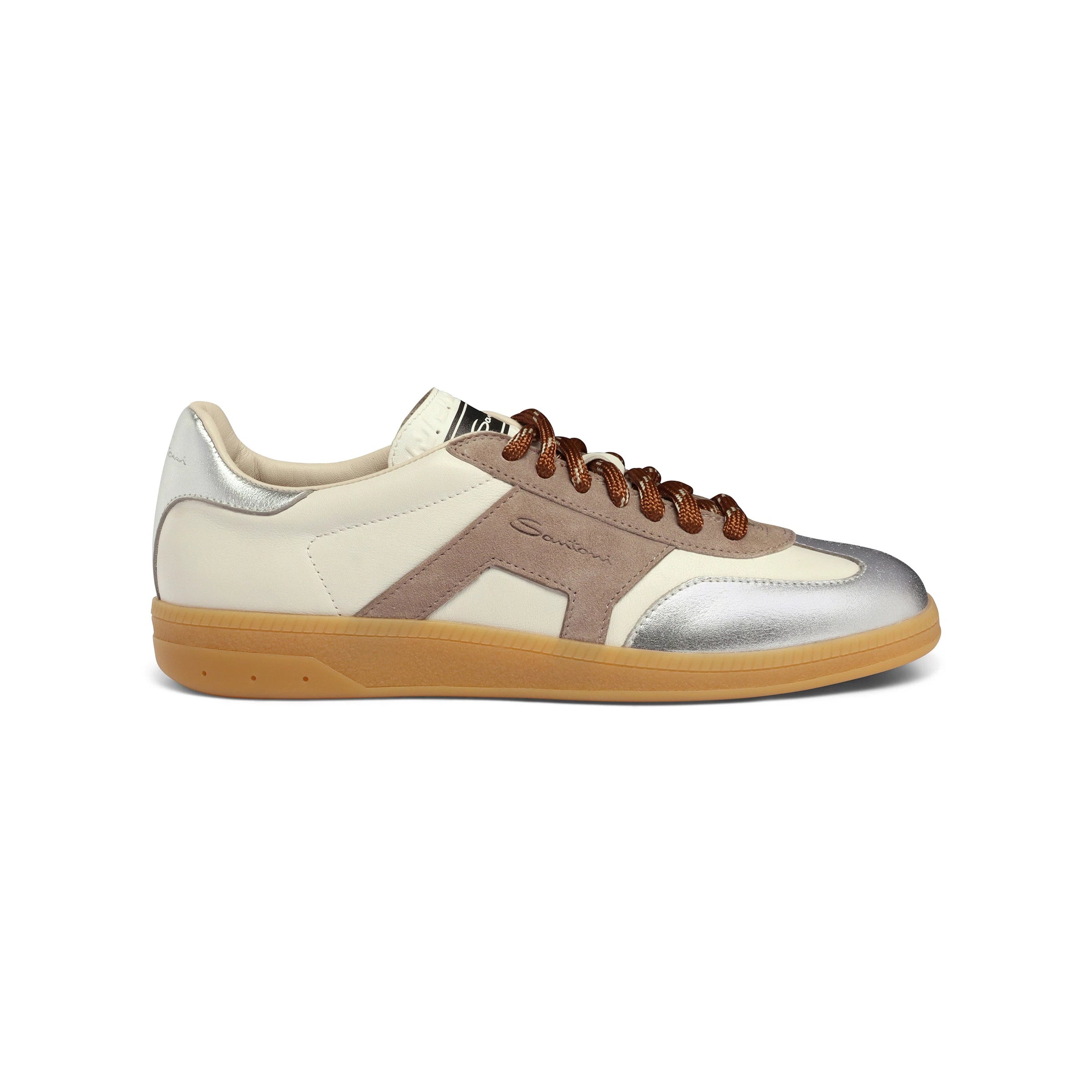 off-white and silver leather DBS Oly sneaker