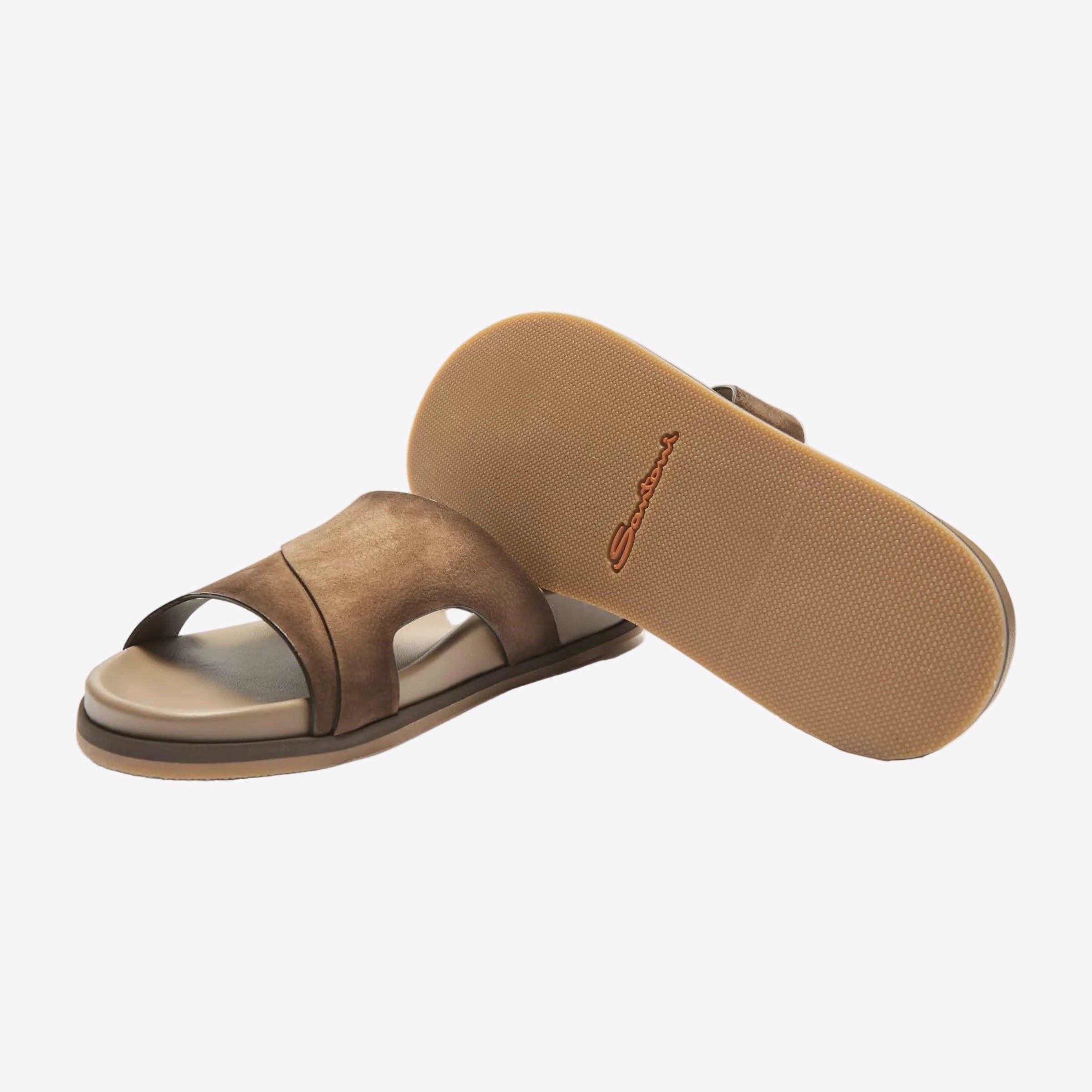 Hellbraune Nubuk-Sandalen Gummisohle