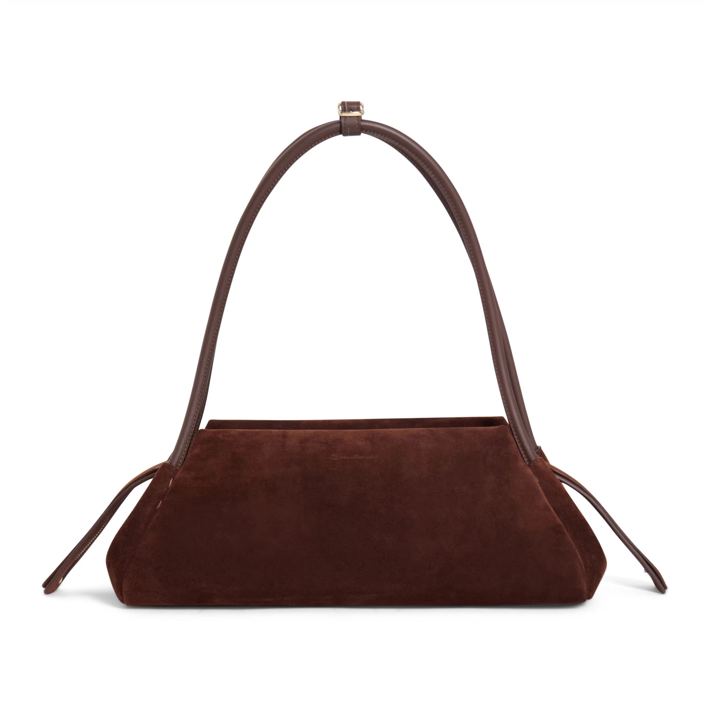 Dunkelbraune Suede Umhängetasche