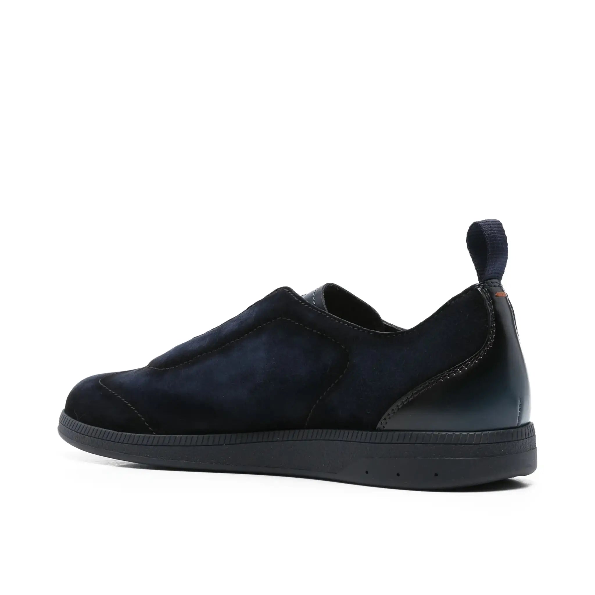 Blue suede slip-on sneakers rubber sole