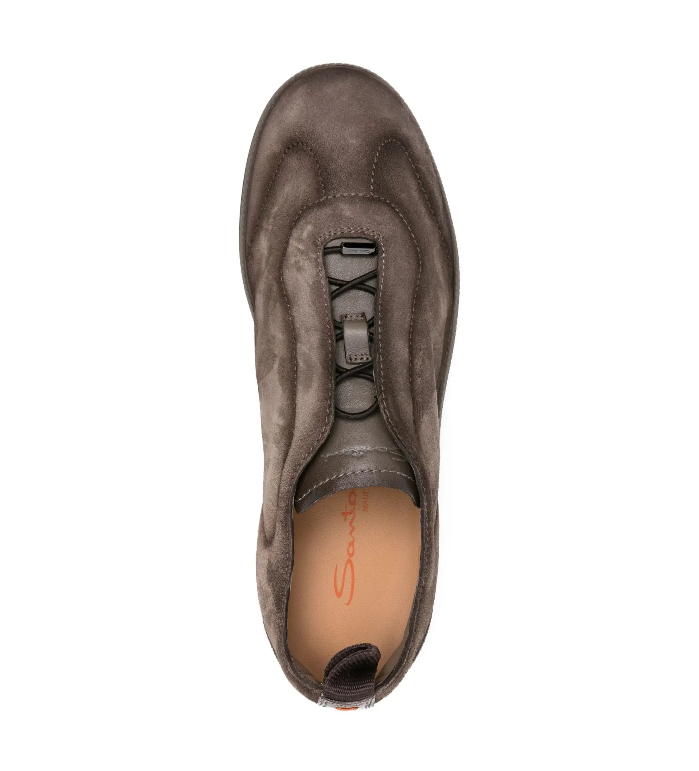 Brown suede slip-on sneakers rubber sole