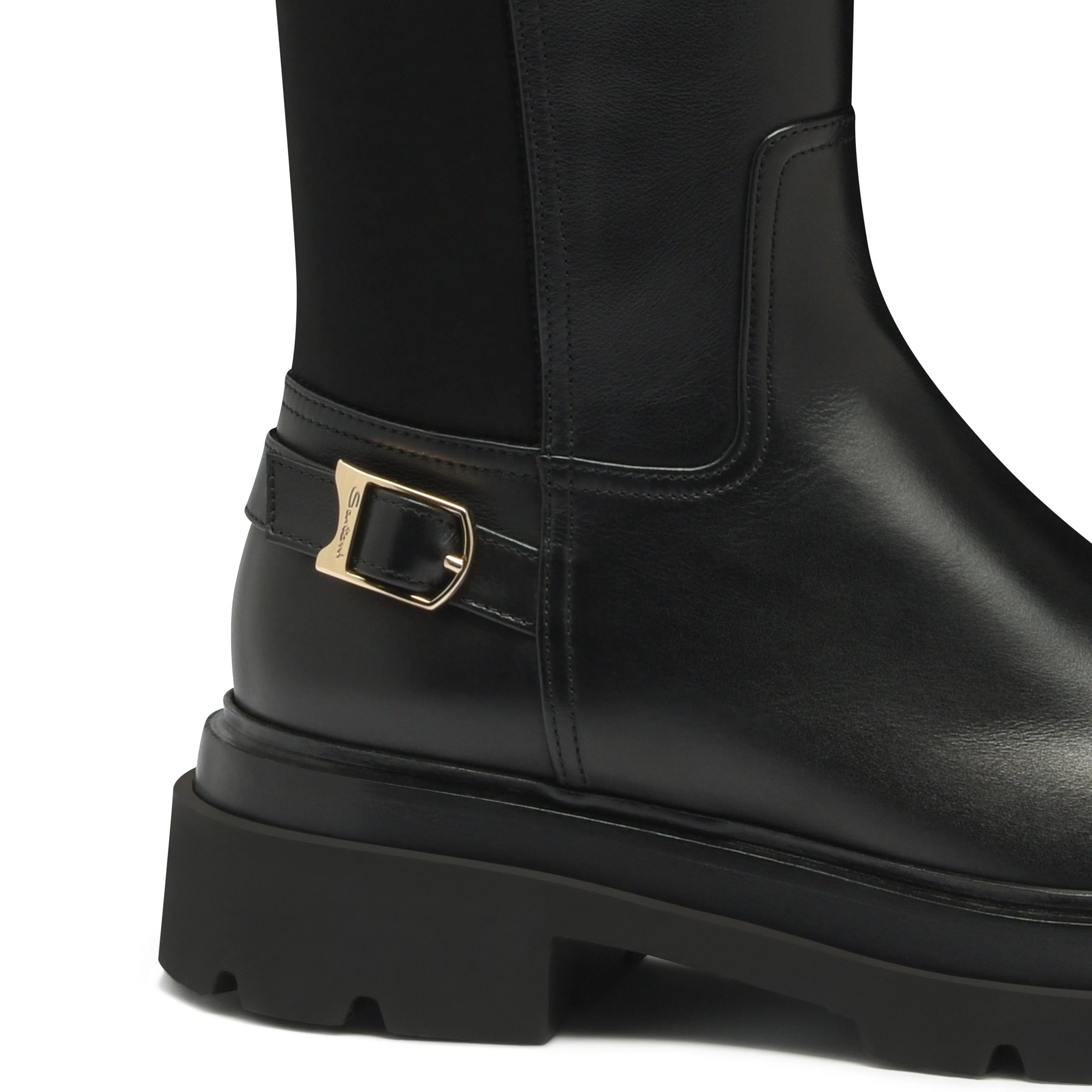 black leather boot rubber sole