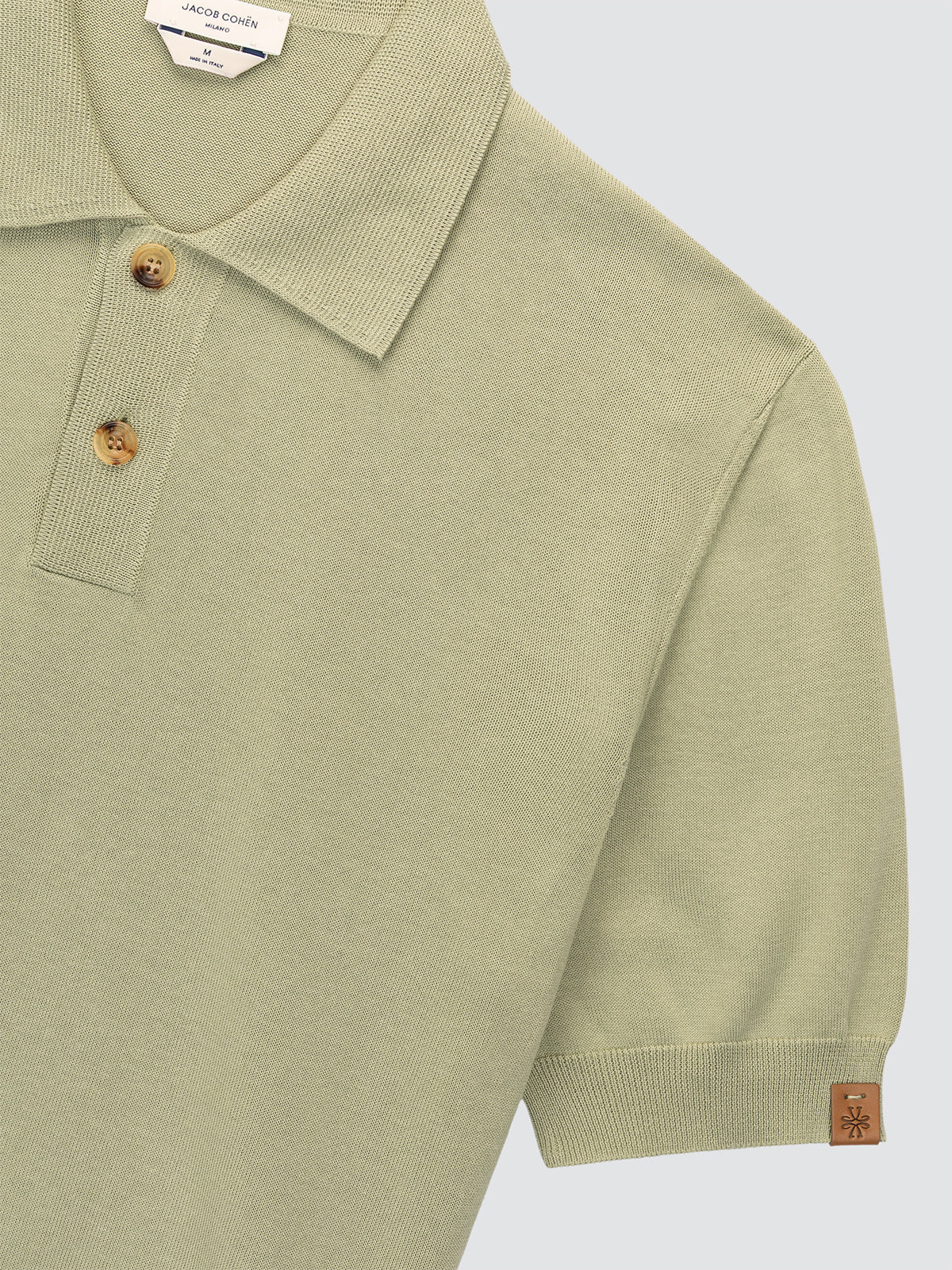 Polo en Maille de Coton Brossé Vert Pastel