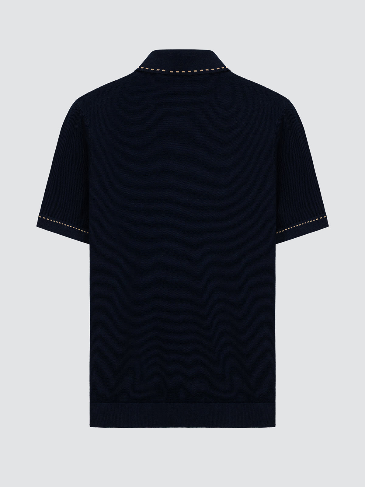 Polo en Maille de Coton Brossé Bleu Marine