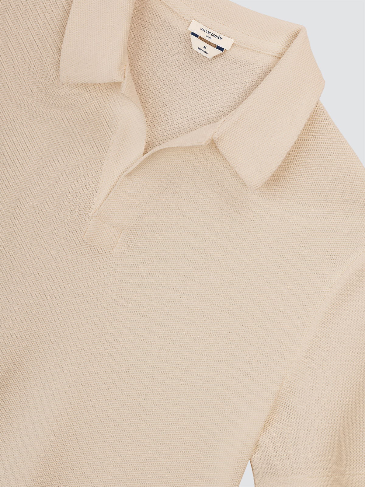 Textured Polo Beige Cotton and Silk