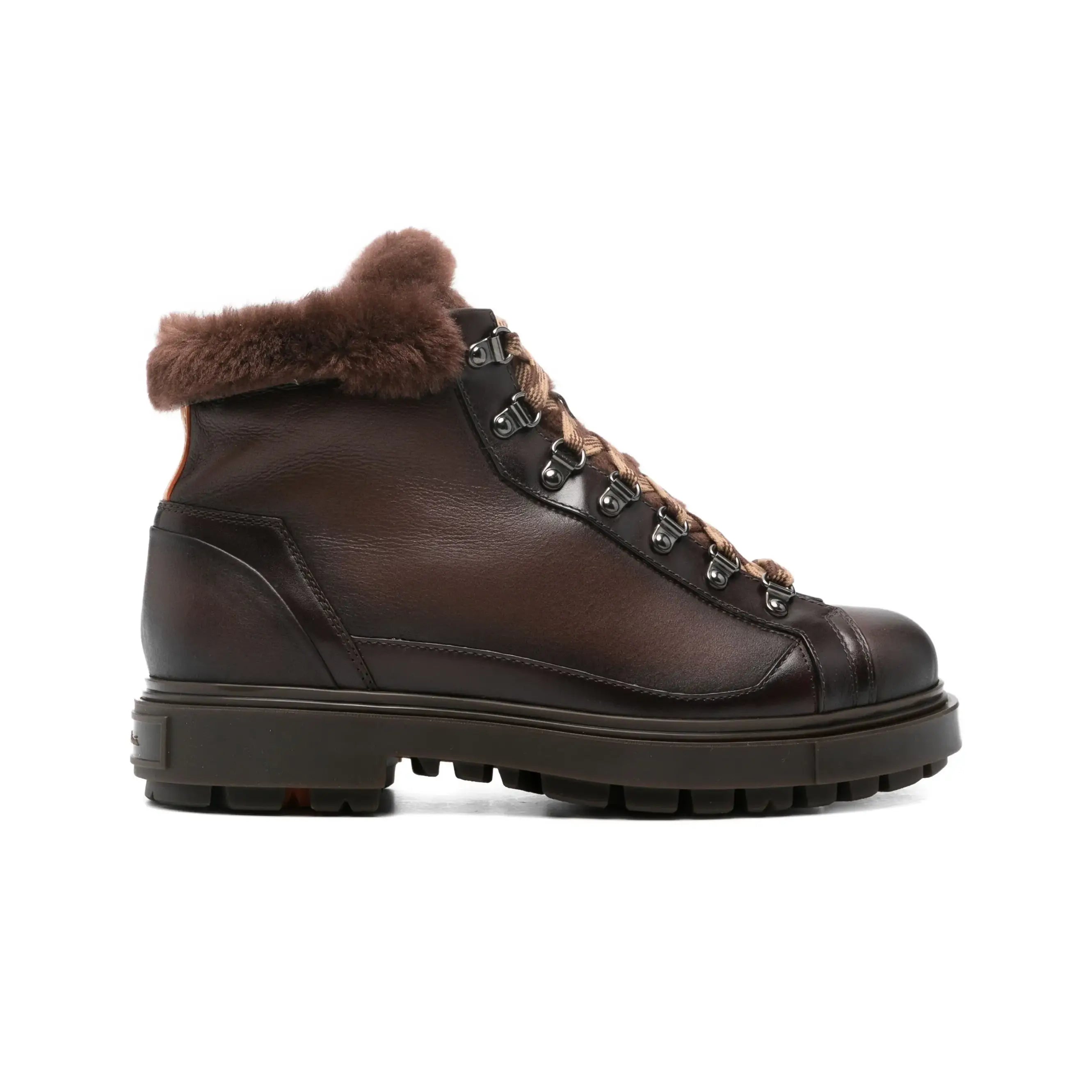 Bruine leren gevoerde bergschoenen