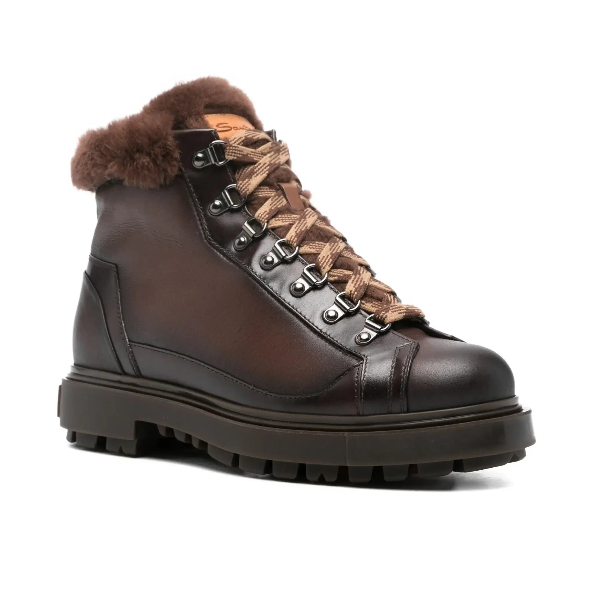 Bruine leren gevoerde bergschoenen