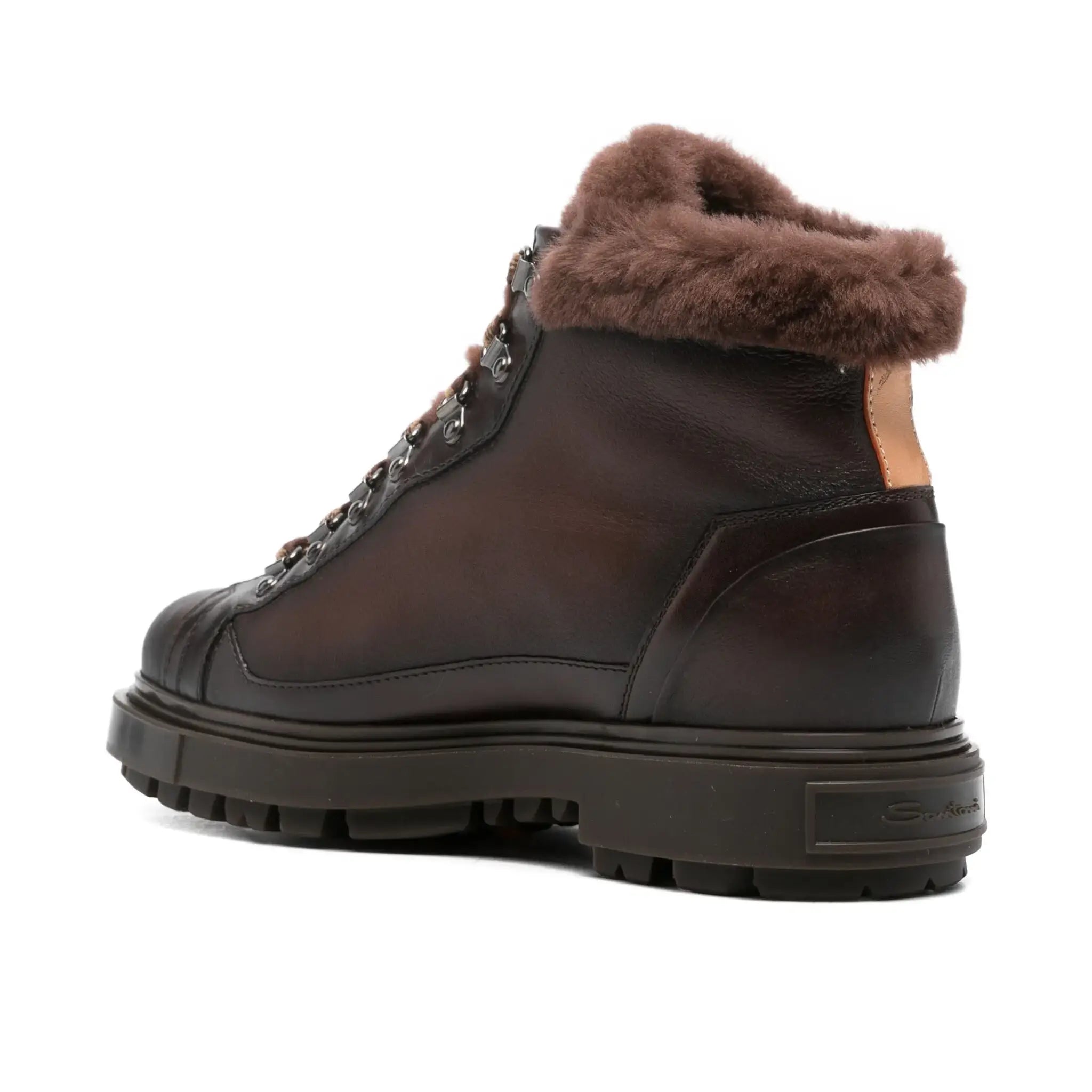 Bruine leren gevoerde bergschoenen