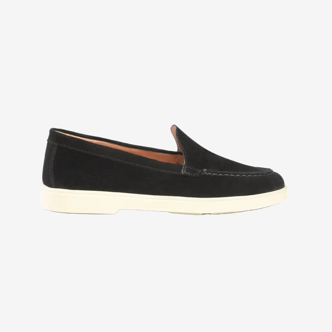 Schwarze Loafer Suede runder Spitze