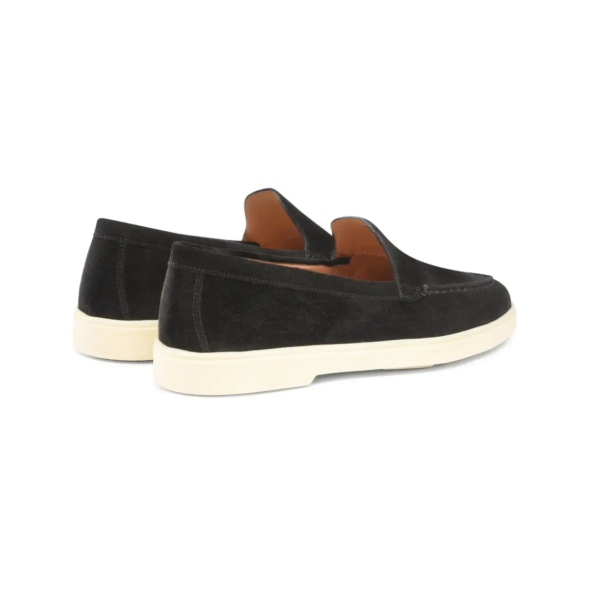 Schwarze Loafer Suede runder Spitze