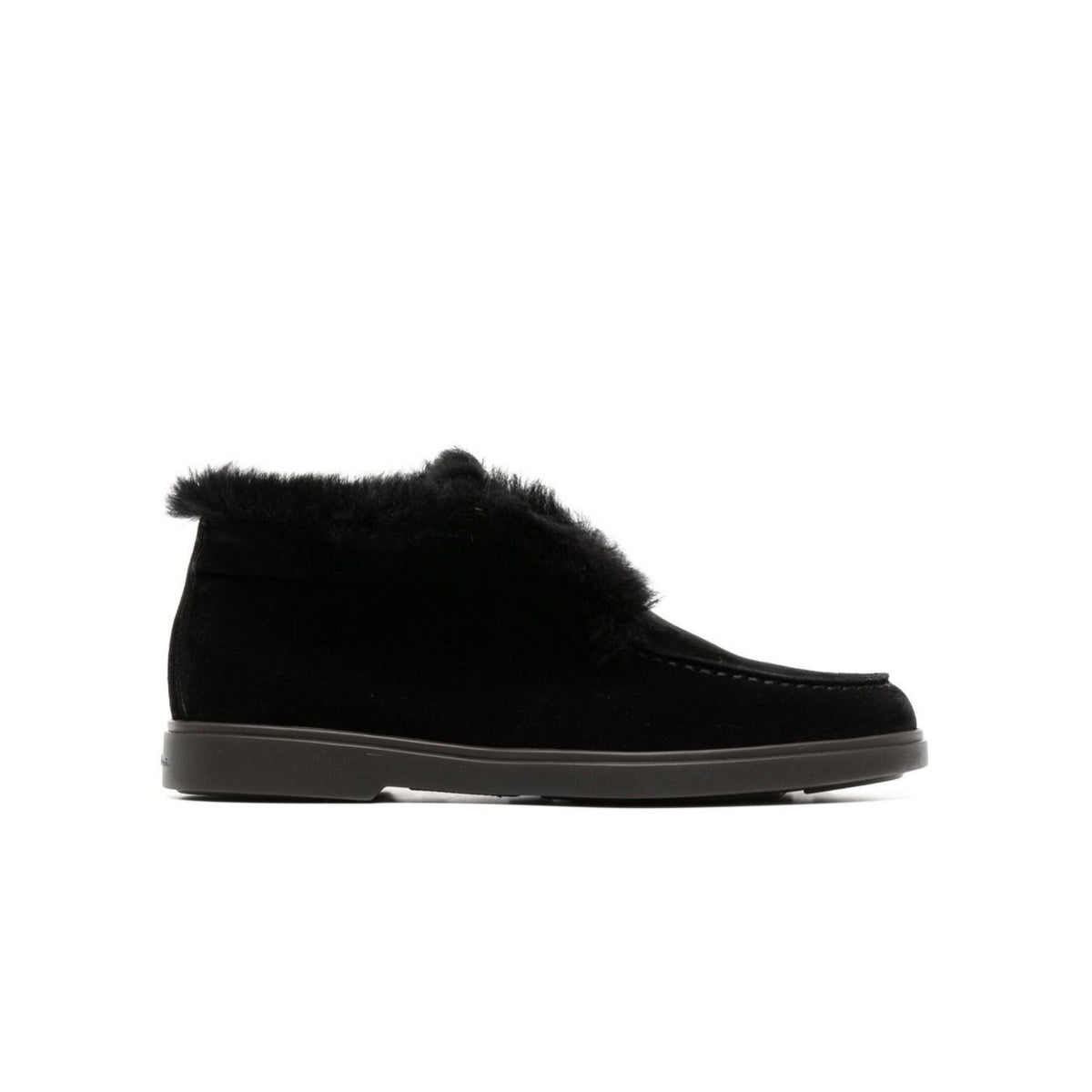 Black shearling suede desert boots