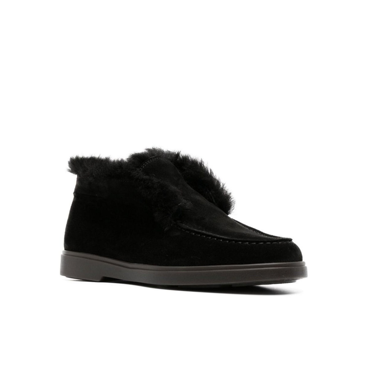 Black shearling suede desert boots