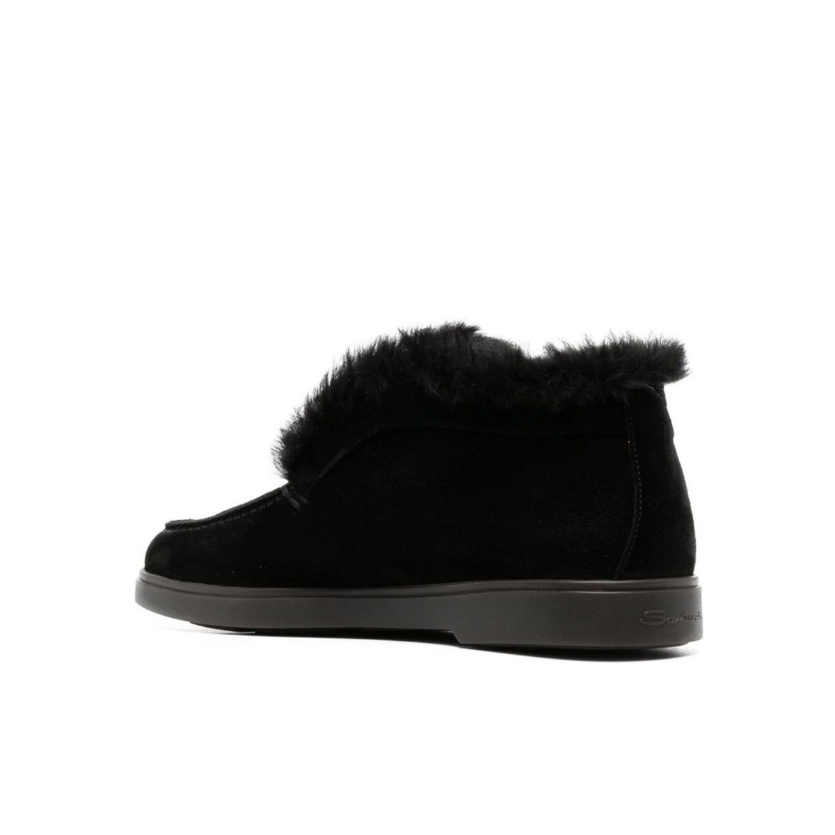 Black shearling suede desert boots