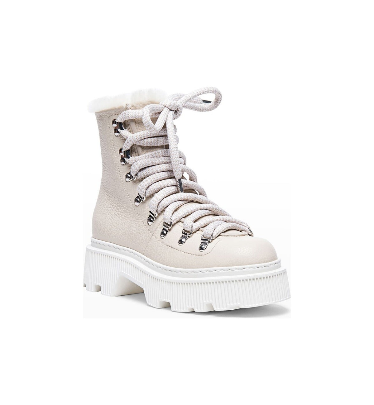 Women grained leather off-white mountain boots