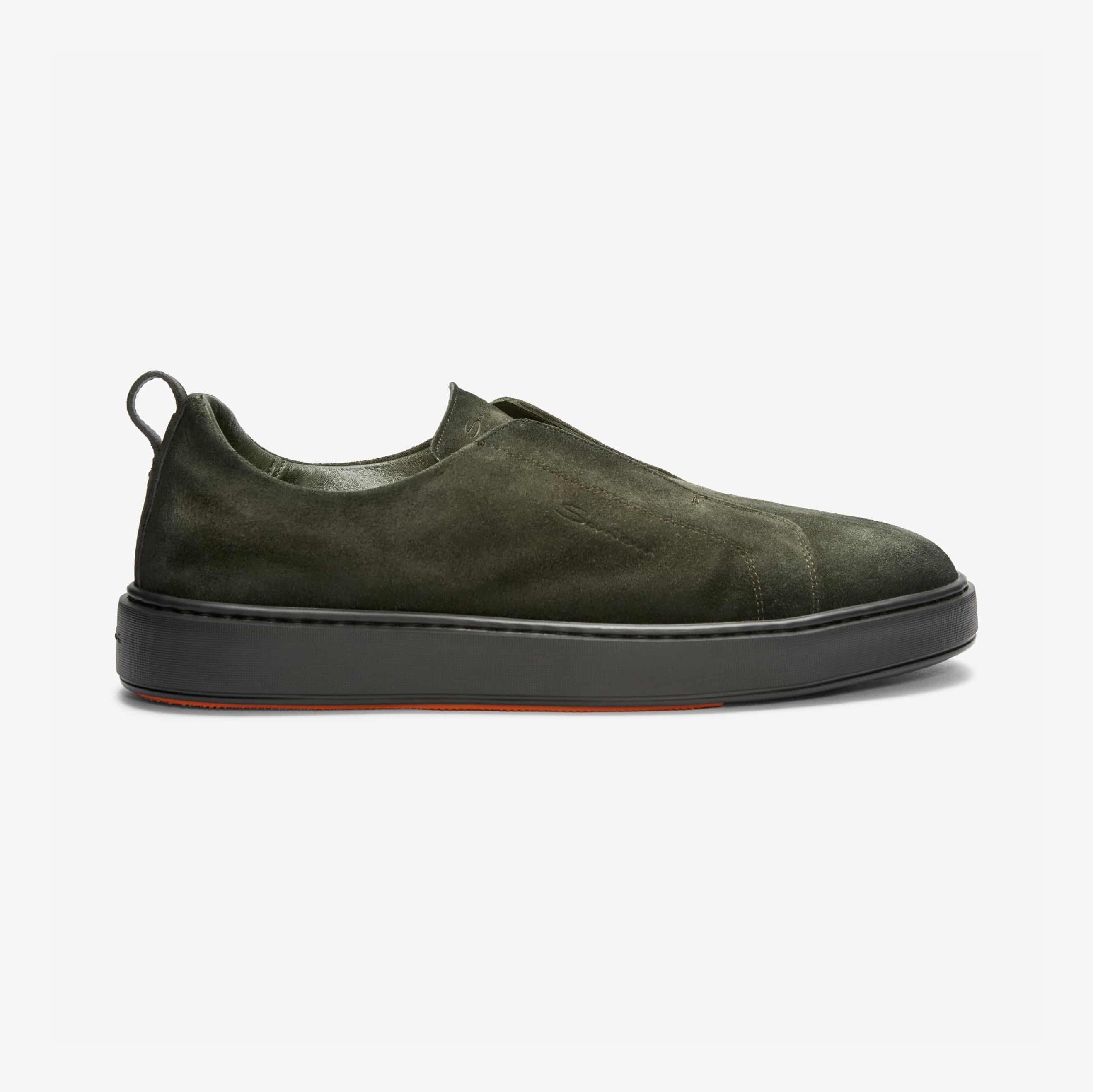 Groene suède instapsneakers