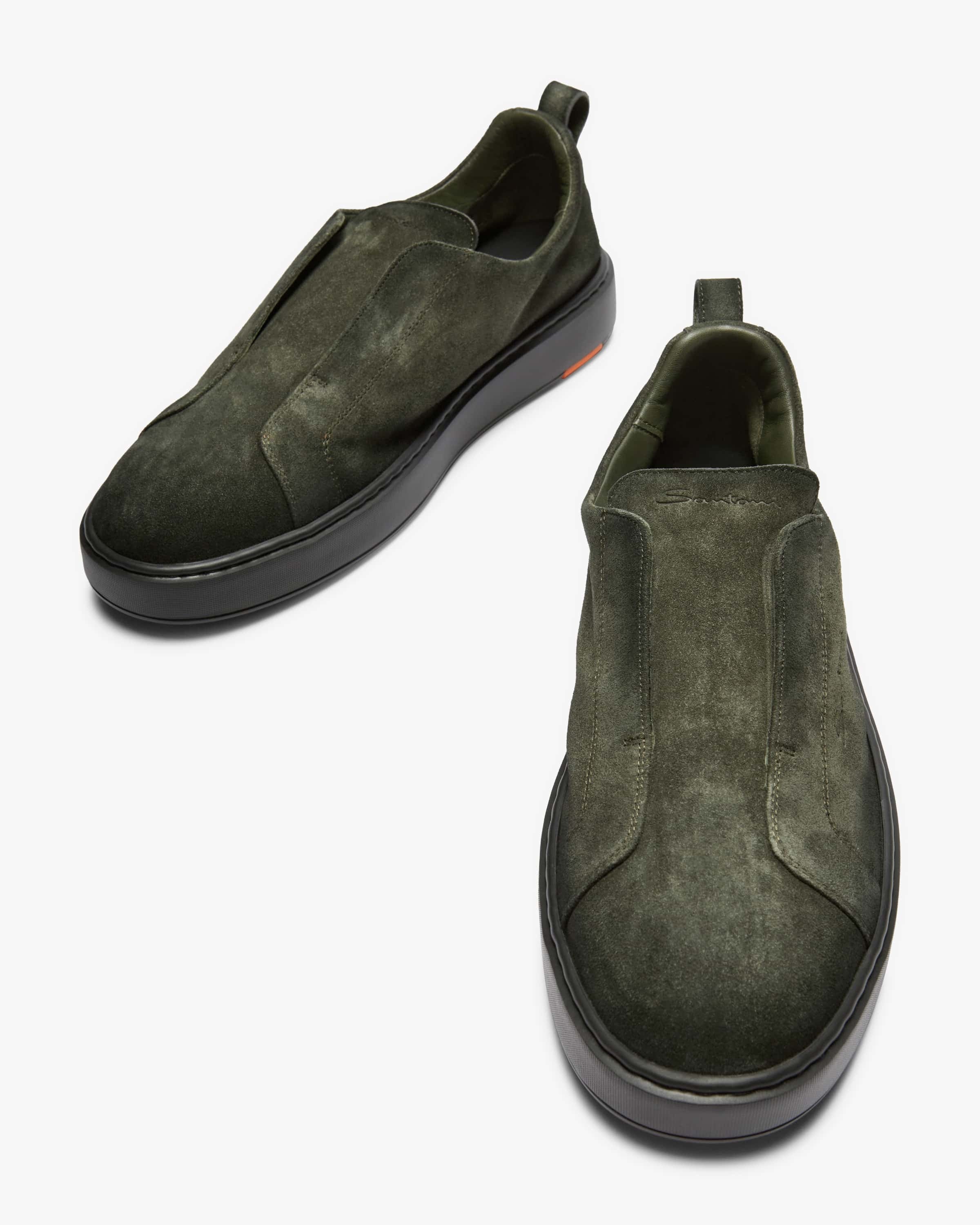 Groene suède instapsneakers
