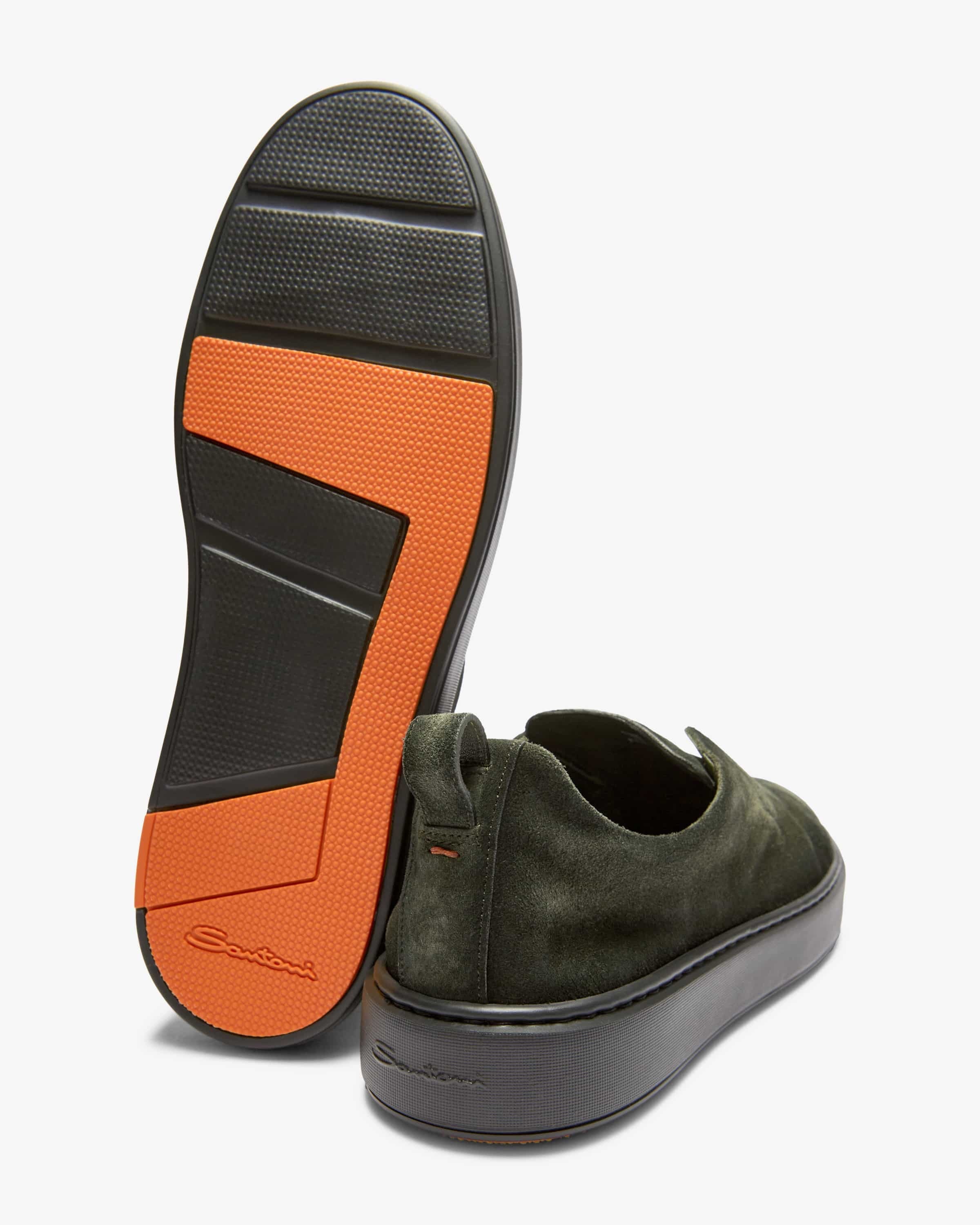 Groene suède instapsneakers