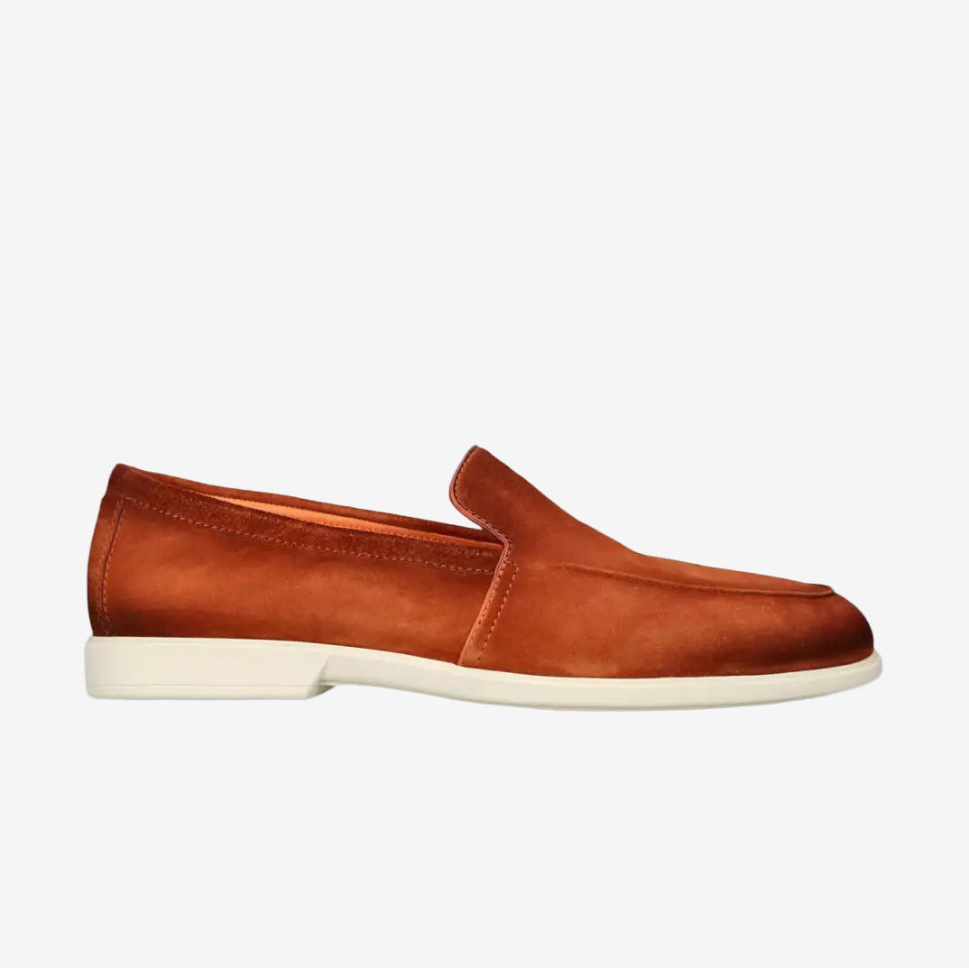 Mocasin Malibu naranja de ante