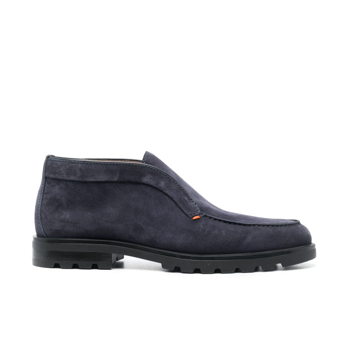 Dark Blue Suede Black Rubber Sole Boots