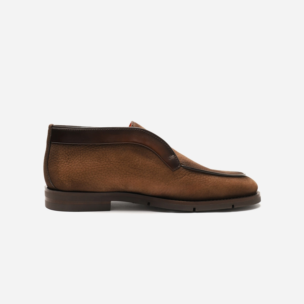 Brown nubuck desert boot rubber cranted sole