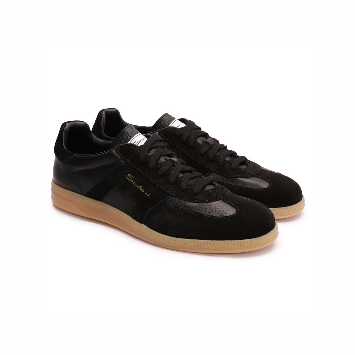 Black olympic leather & suede sneakers