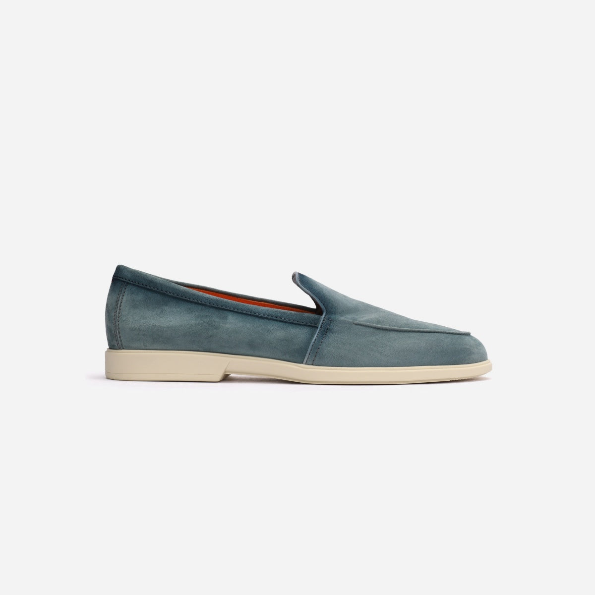 Light Blue Round-Toe Suede Loafers