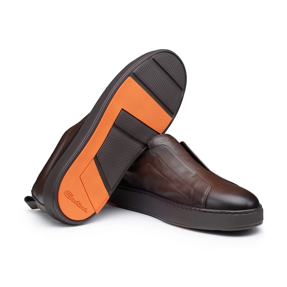 Sneakers Slip-on cuir marron foncé 