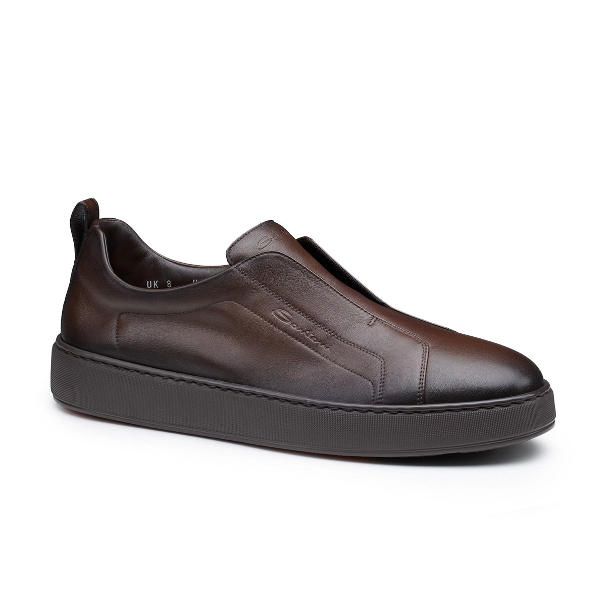 Sneakers Slip-on cuir marron foncé 