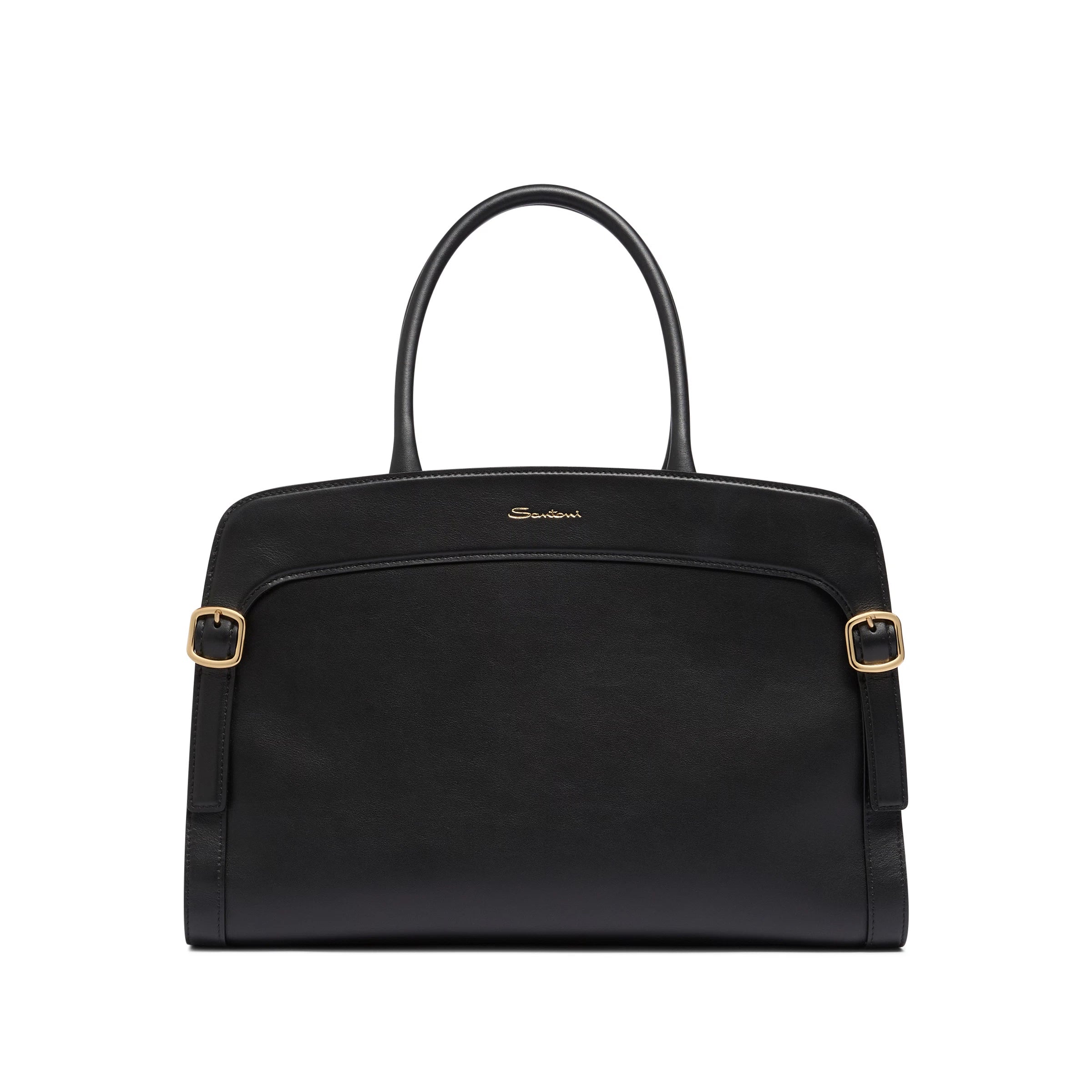 Schwarze Lederhandtasche
