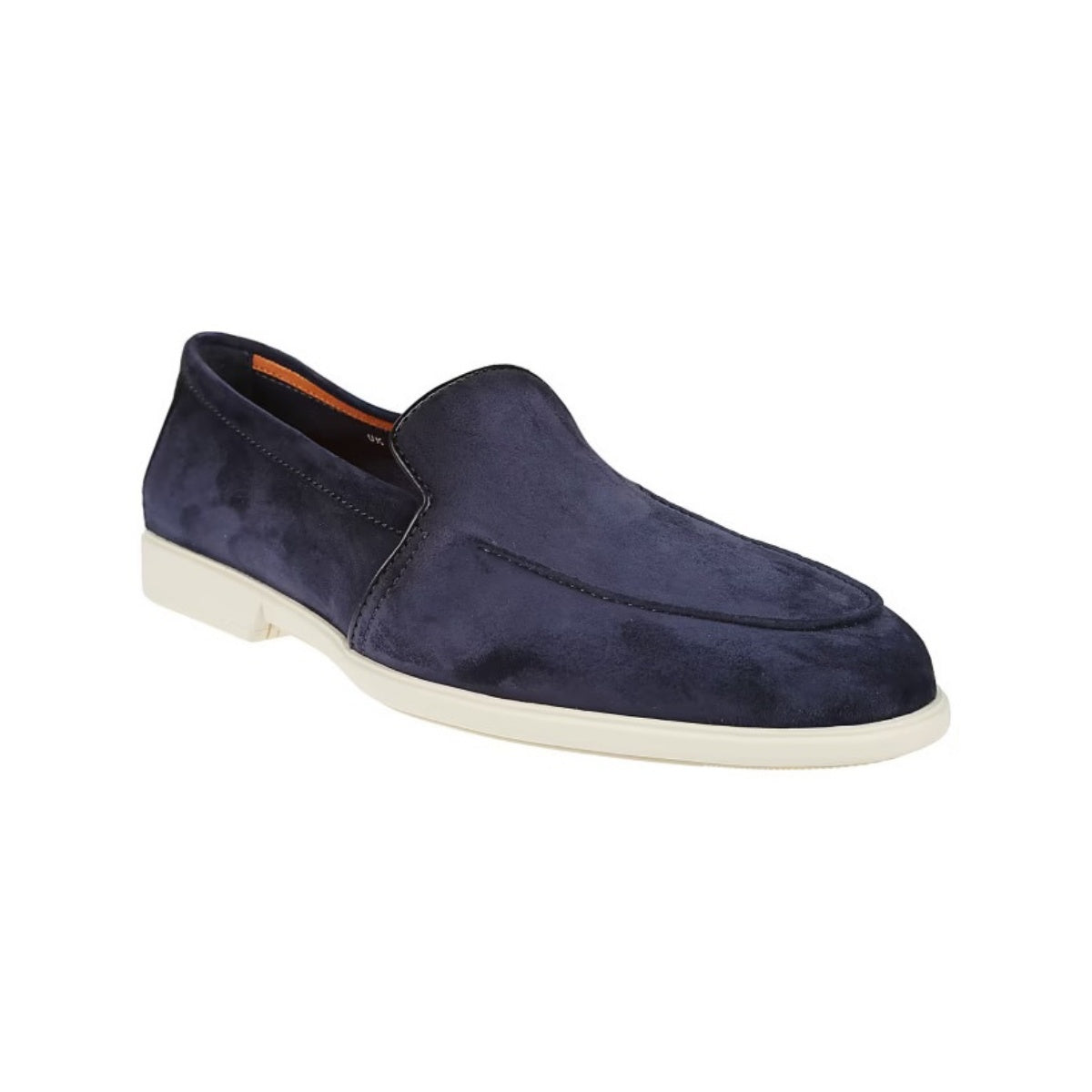 Blue Round-Toe Suede Loafers