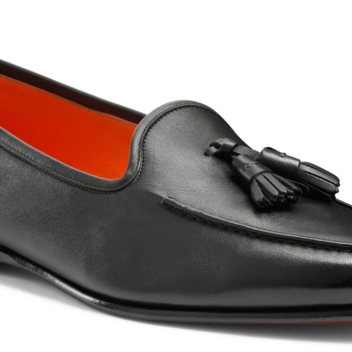 Black Leather Andrea Tassel Loafer