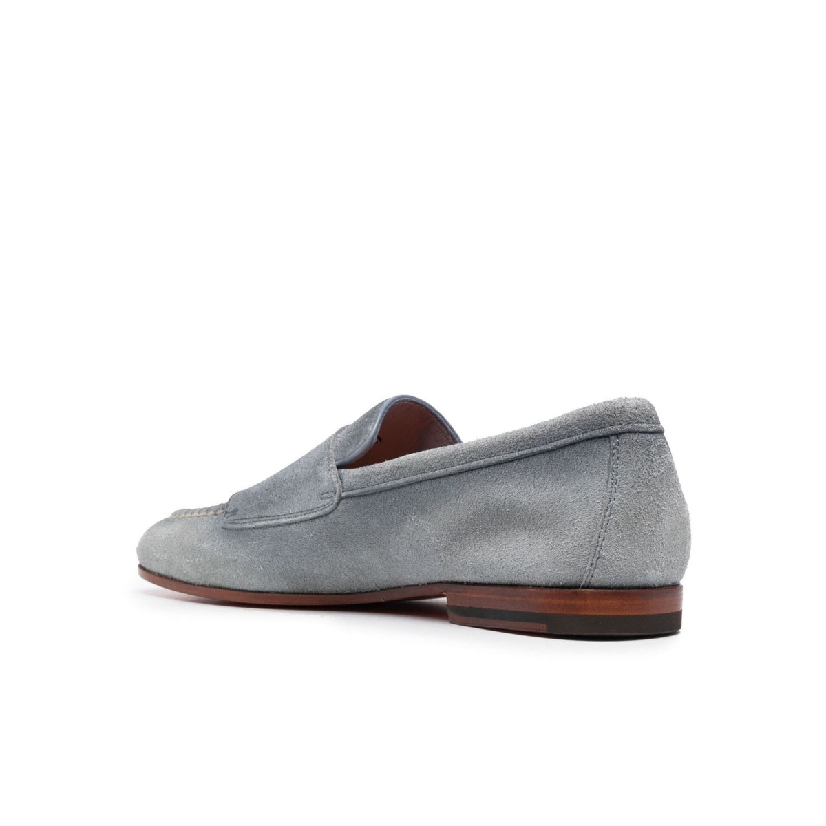 Light Blue Suede Double-Buckle Loafers