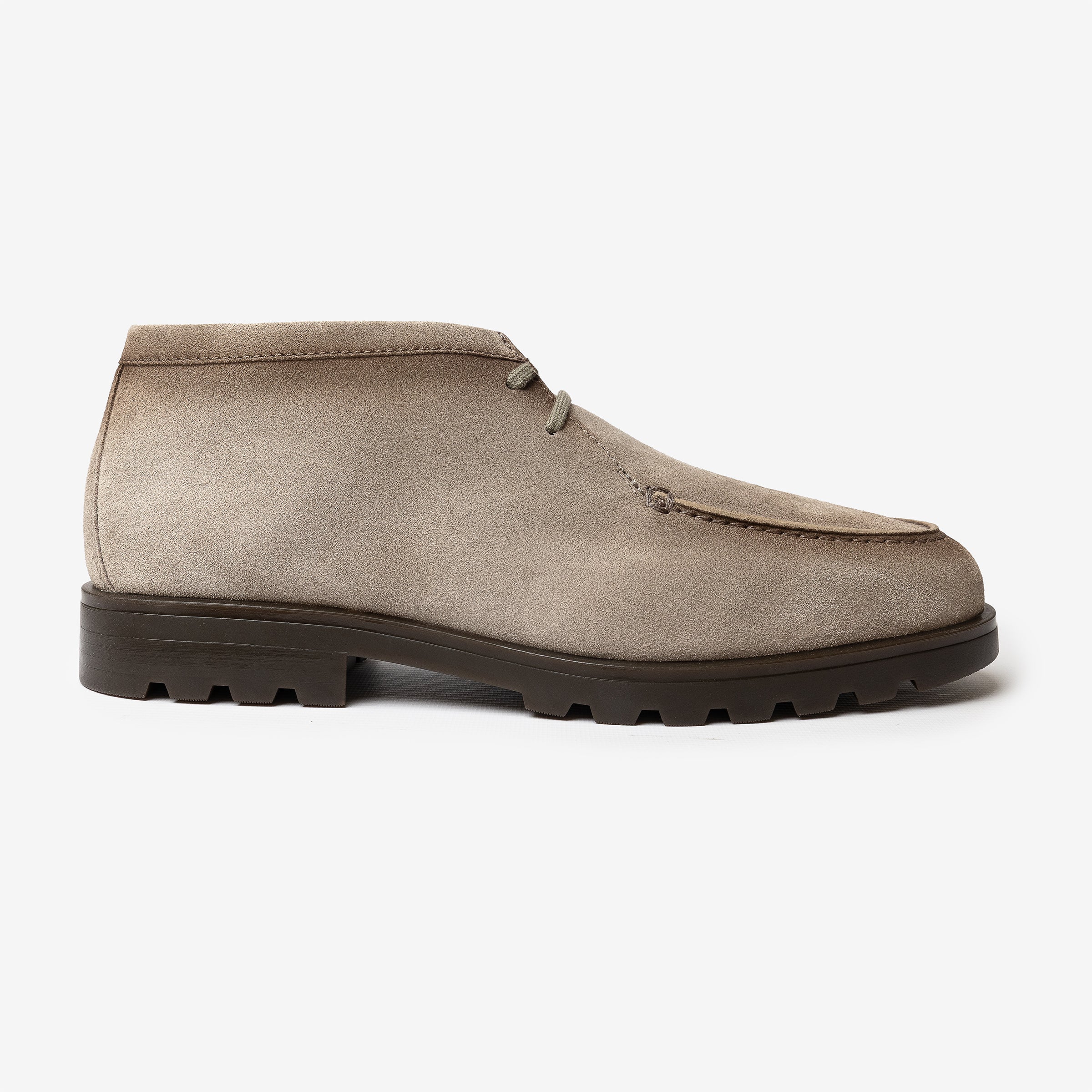 Dark beige lace-up lined desert boots